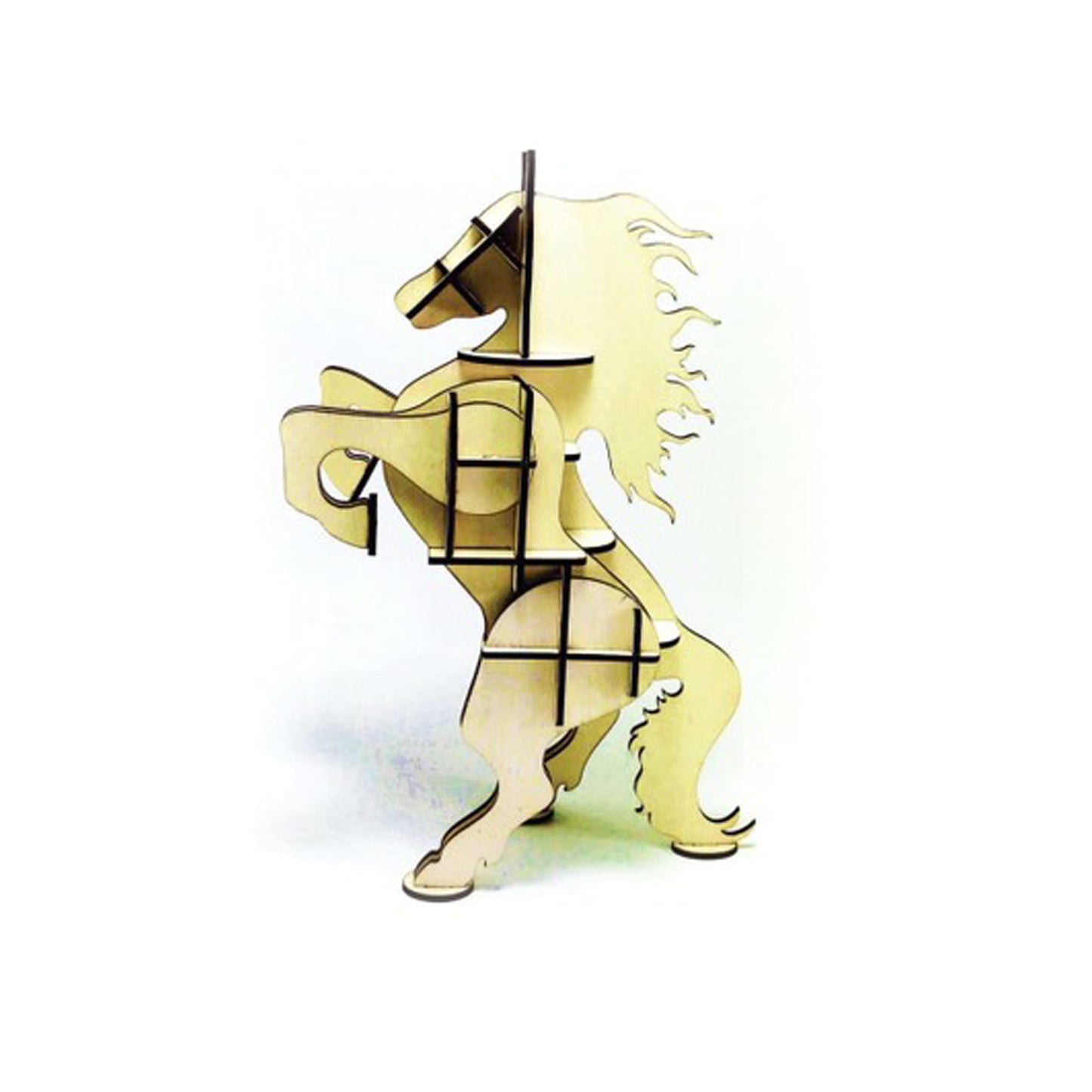 Laser cutting of horse wood toy model